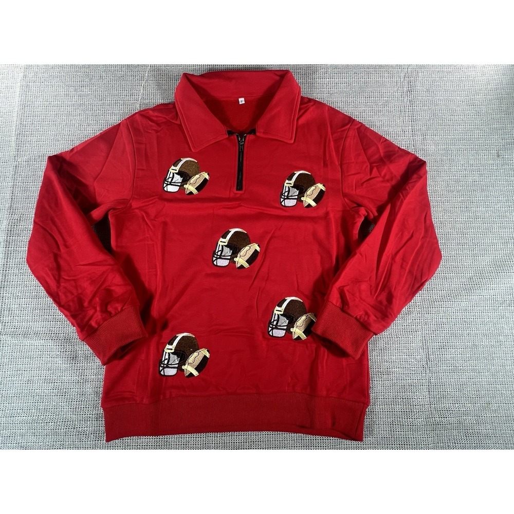 MAXIMGR WOMEN'S 1/4 ZIP RED FOOTBALL SWEATSHIRT Size S